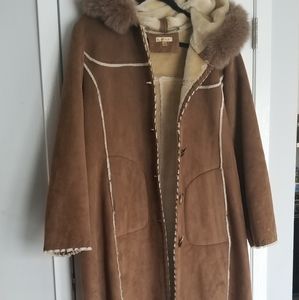 Long Brown Shearling Coat